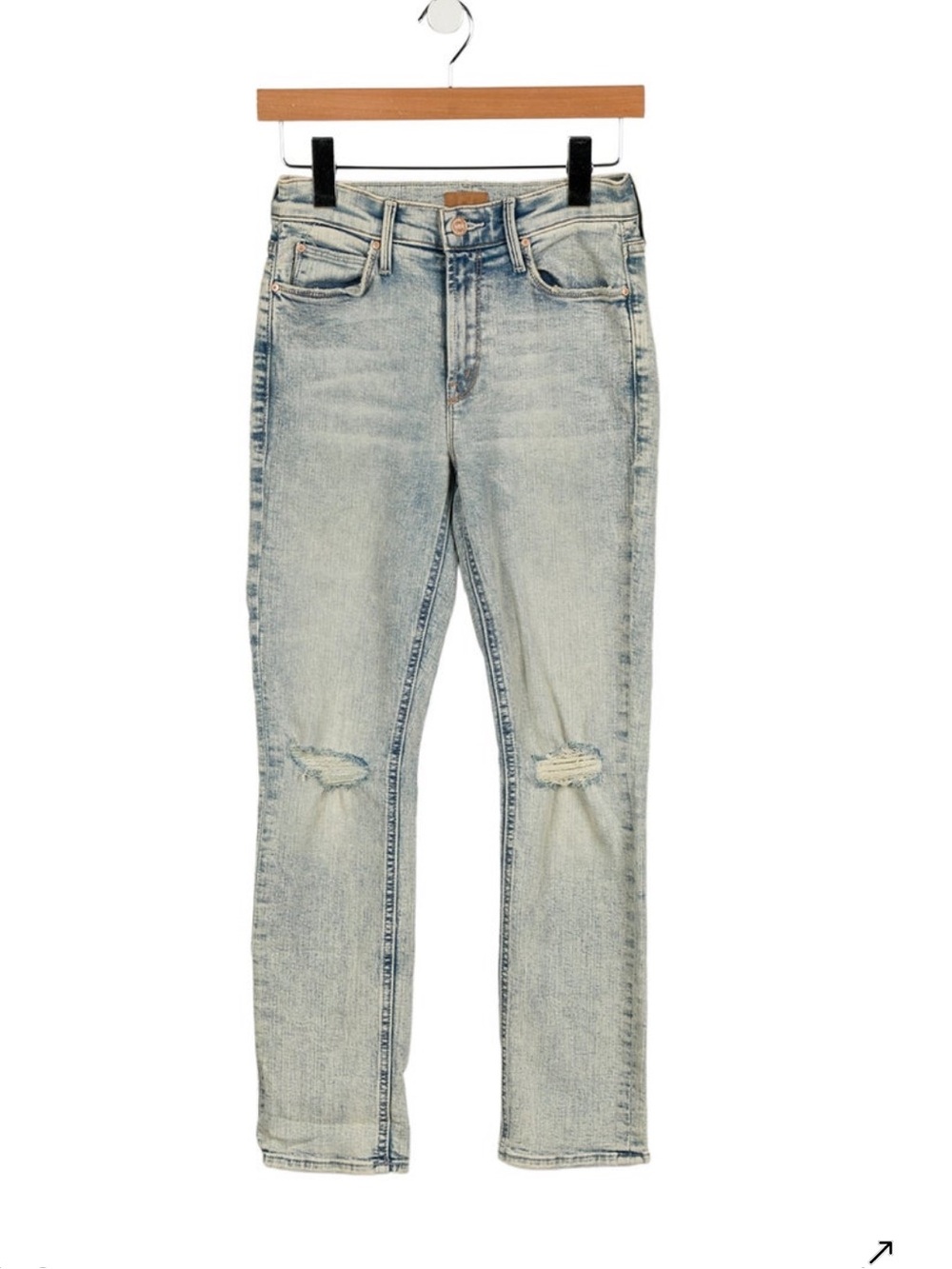 Mother the Mid Rise Dazzler Ankle Light Wash Distressed Jeans Marrakesh Nights